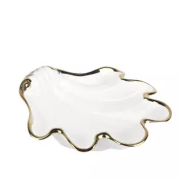 Блюдо Маршмеллоу Золото Раковина, 18х16 см, фарфор