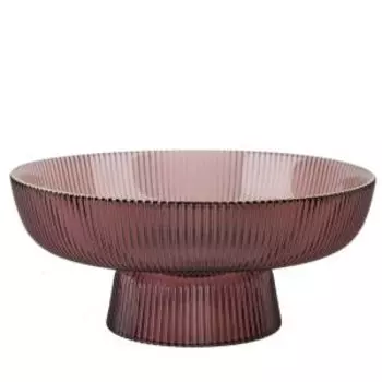 блюдо на ножке Frost stripe фиолетовый 19,7х9см, стекло