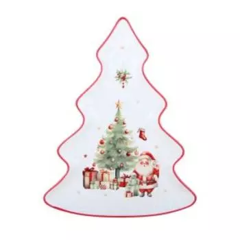 блюдо Новогоднее настроение Елка 26 см, фарфор