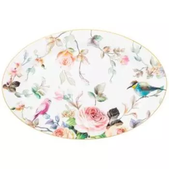 Блюдо овальное Певчие птички, 35.5х24 см, фарфор