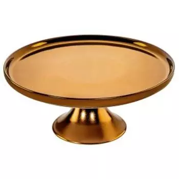 Блюдо-тортовница Elan Gallery Бронза, 26х26х11 см, на ножке, фарфор