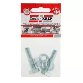 Болт DIN 933 М10х30 мм, гайка, шайба TECH-KREP, шестигранный, 2шт