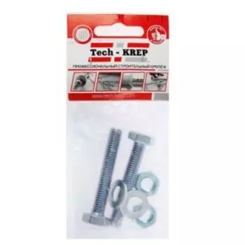Болт DIN 933 М10х50 мм, гайка, шайба TECH-KREP, шестигранный, 2шт
