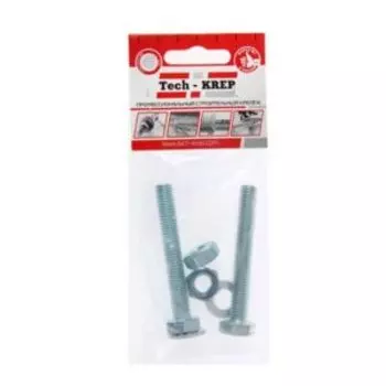 Болт DIN 933 М10х60 мм, гайка, шайба TECH-KREP, шестигранный, 2шт