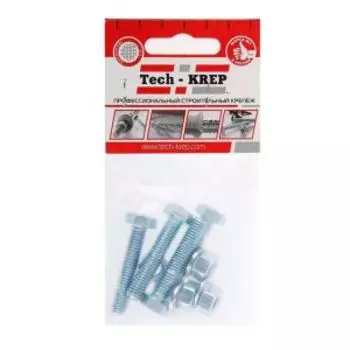 Болт DIN 933 М8х30 мм, гайка, шайба TECH-KREP, 4шт, шестигранный