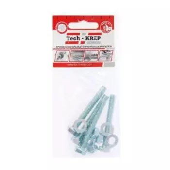 Болт DIN 933 М8х60 мм, гайка, шайба TECH-KREP, 4шт, шестигранный