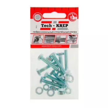 Болт DIN 933 М 6х30 мм, гайка, шайба TECH-KREP, шестигранный, 8шт