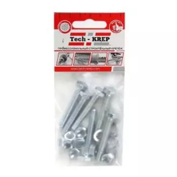 Болт DIN 933 М 6х40 мм, гайка, шайба TECH-KREP, шестигранный, 6шт