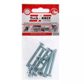 Болт DIN 933 М 6х50 мм, гайка, шайба TECH-KREP, шестигранный, 6шт