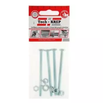 Болт DIN 933 М 6х80 мм, гайка, шайба TECH-KREP, шестигранный, 4шт