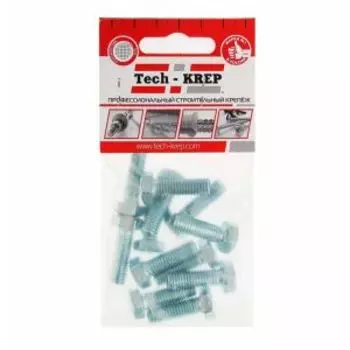 Болт DIN 933 М TECH-KREP, 12шт, 8х25мм, шестигранный, оцинкованный