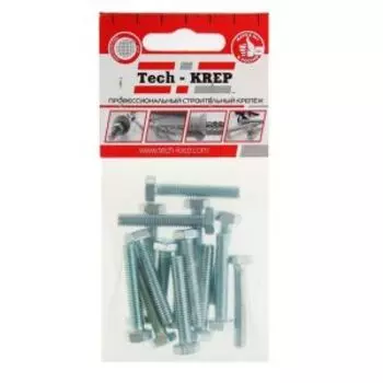 Болт DIN 933 М TECH-KREP, 14шт, 6х50мм, шестигранный, оцинкованный