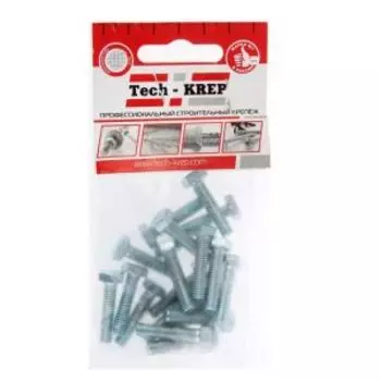 Болт DIN 933 М TECH-KREP, 20шт, 6х16мм, шестигранный, оцинкованный