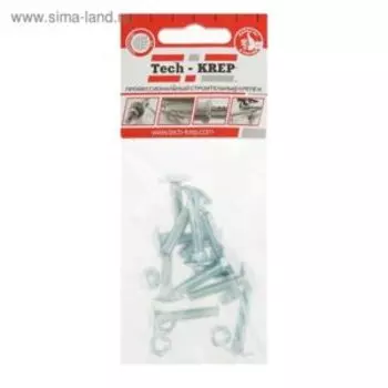 Болт мебельный DIN 603 с гайкой, М6х50мм TECH-KREP, оцинкованный, 8шт