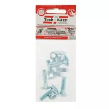 Болт мебельный DIN 603 с гайкой, М6х60мм TECH-KREP, оцинкованный, 6шт