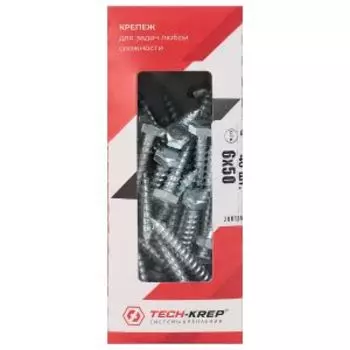 Болт сантехнический DIN 571 Tech-Krep, 40 шт, 6х50 мм, оцинкованный