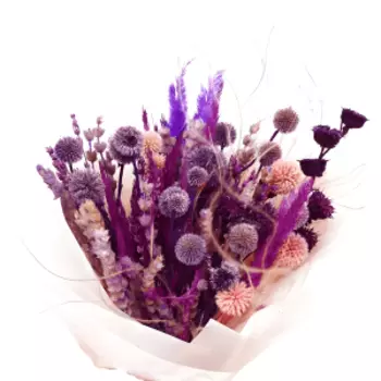 букет сухоцветов канатник, эхинопс, вейник, лаванда, стифа, 30 см