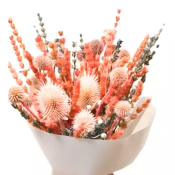 букет сухоцветов железница, ворсянка, эхинопс, лаванда, 30 см