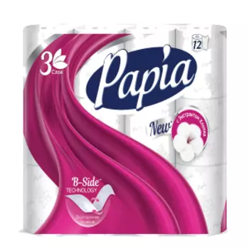 бумага туалетная PAPIA Белая, 3сл 12шт