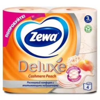 Бумага туалетная Zewa Делюкс Персик, 3 слоя, 4 шт