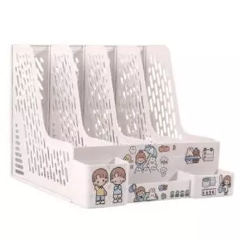 Бюро-органайзер настольный de VENTE Universal многофункциональный, 32.5x30.4x26.3 см, пластик, белый со стикерами