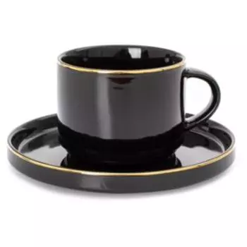 Чайная пара Domenik Black Gold, 200 мл, фарфор