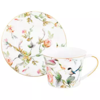 Чайная пара Певчие птички, 270 мл, фарфор
