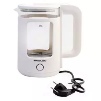 Чайник электрический Ergolux ELX-KG08-C01, 1800 Вт, 1.8 л, стекло, белый