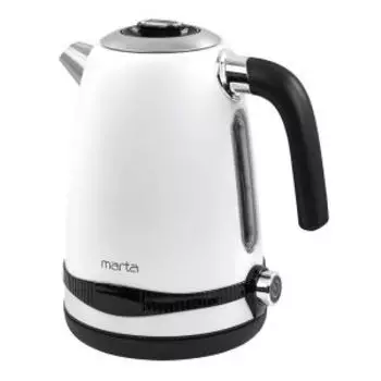 чайник электрический MARTA MT-4628, 1850-2200 Вт, 1,7л, металл, белый