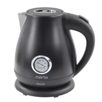 чайник электрический MARTA MT-4645, 2200 Вт, 1,8л, металл, черный