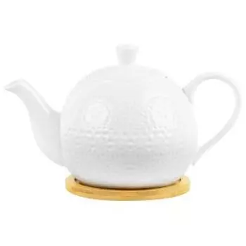 Чайник заварочный Elan Gallery Кружево, 1 л, фарфор/бамбук