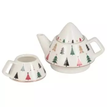 чайник заварочный Ёлка 3 пр. чайник/чашка, фарфор