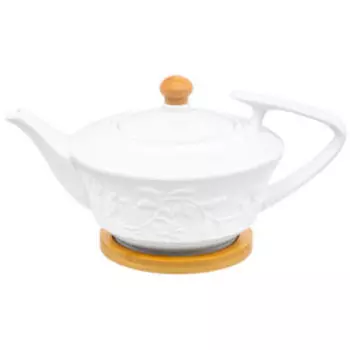 Чайник заварочный Птички на ветке, 600 мл, фарфор/дерево