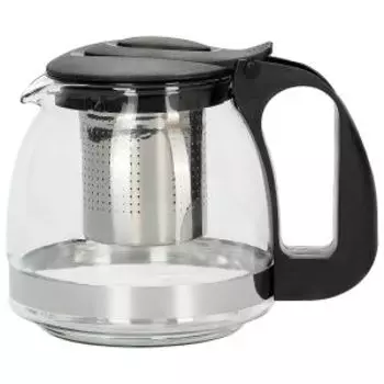 Чайник заварочный с ситечком, 700 мл, стекло/пластик, черный