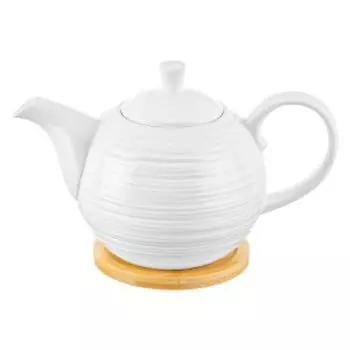 Чайник заварочный Шелк, 900 мл, фарфор/дерево