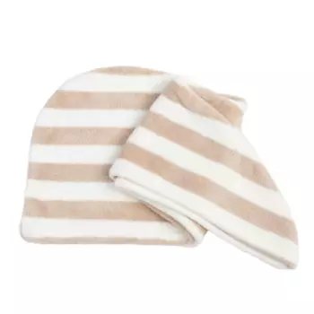 Чалма Этель, 60х24 см, полоски, полиэстер, бежевый