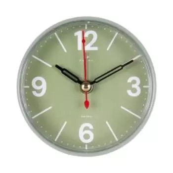 Часы-будильник настольные Рубин, 9х4.5 см, арабские цифры, пластик, кварц, оливковый