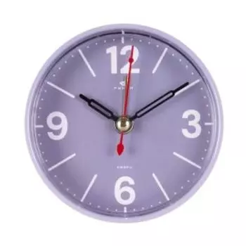 Часы-будильник настольные Рубин, 9х4.5 см, арабские цифры, пластик, кварц, сиреневый