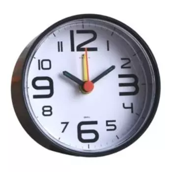 Часы-будильник Рубин Классика, 8х8х3.7 см, черный, дискретный ход