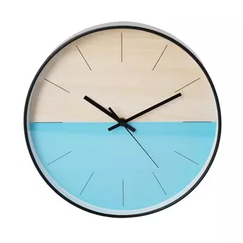 Часы настенные, 30x4x30 см, пластик, бежево-голубой