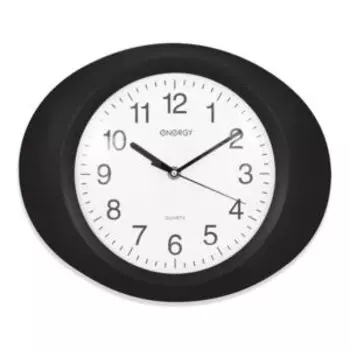 Часы настенные Energy Овальные, 33х27.5 см, кварцевые, пластик, черный