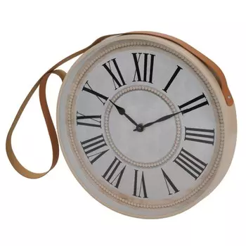 Часы настенные на ремне, 30х4.5х30 см, пластик, полиуретан, бежевый