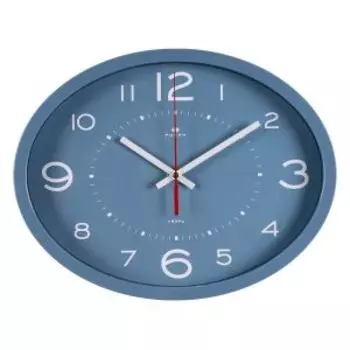Часы настенные Рубин, 22.5х29 см, арабские цифры, пластик, синий