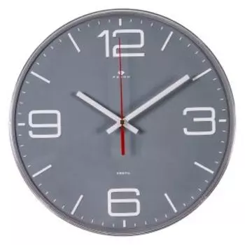 Часы настенные Рубин, 25 см, арабские цифры, пластик, серый