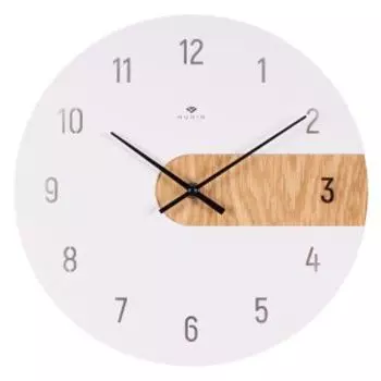 Часы настенные Рубин, 30 см, арабские цифры, металл и дерево, белый