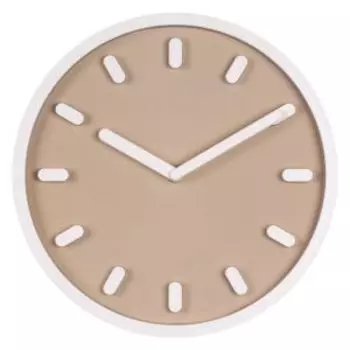 Часы настенные Рубин, 30 см, без цифр, пластик, бежевый/белый