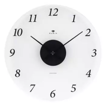 Часы настенные Рубин, 39 см, арабские цифры, стекло матовое, белый/черный