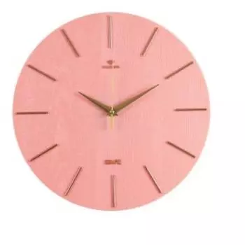 часы настенные РУБИН Классика, d30см, круг, пластик, без цифр, тёмно розовый+золото