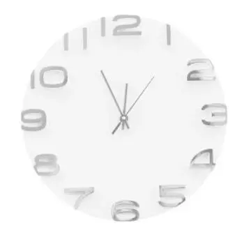 часы настенные РУБИН Классика, d34,5см, круг, пластик, арабские цифры, белый+серебро