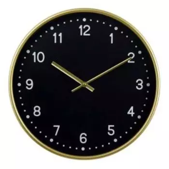 Часы настенные TroykaTime, 30 см, круглые, черные, арабские цифры